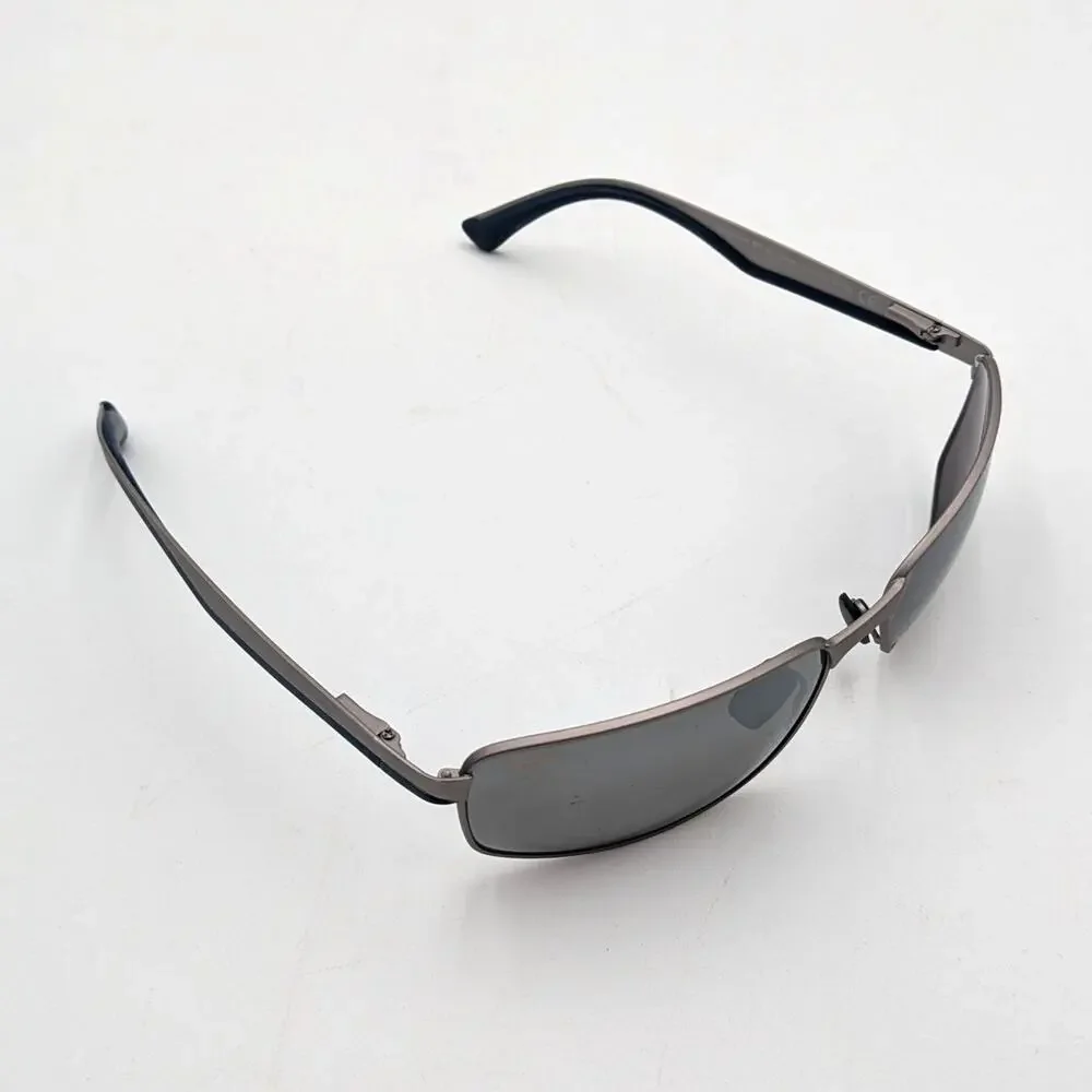Maui Jim Backswing MJ709-14A Gray Blue Metal Rectangular Wrap Sunglasses Italy